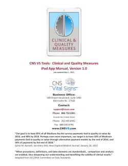 CNS VS Tools: Clinical and Quality Measures