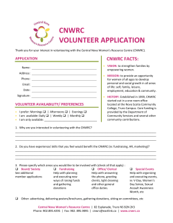 cnwrc volunteer application - Central Nova Women`s Resource Centre