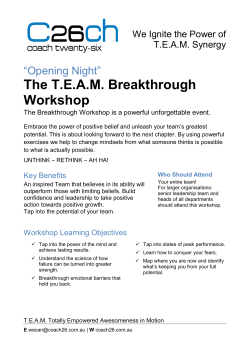 The T.E.A.M. Breakthrough Workshop