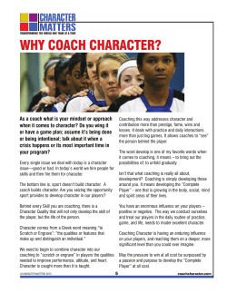 Why Coach Character - Character Matters