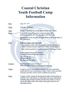 Coastal Christian Youth Football Camp Information