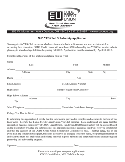 2015 YES Club Scholarship Application