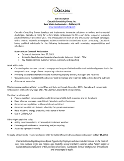 Oakland Ambassador Job Description May
