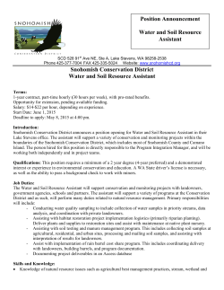 Snohomish Conservation District Water and Soil Resource Assistant