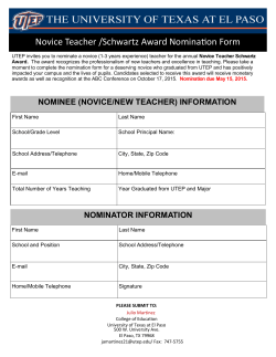 Novice Teacher /Schwartz Award Nomination Form
