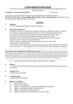 Agenda 18th May 2015 - Cofton Hackett Parish Council