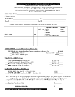 Cohasset Sailing Club 2015 Registration Form