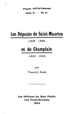 Les DÃ©putÃ©s de Saint-Maurice et de Champiain