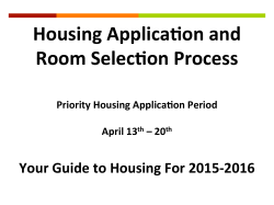 Room Selection Info Session PowerPoint Part I