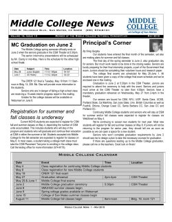 May 2015 Middle College newsletter