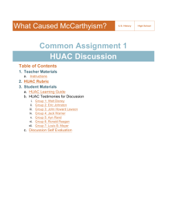 Common Assignment 1 HUAC Discussion