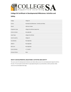 College SA Certificate in Developmental Milestones: Activities and