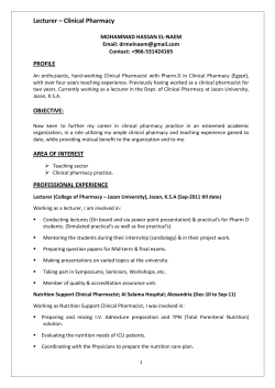 Lecturer â Clinical Pharmacy