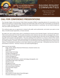 2015 APWA Colorado Annual Chapter Conference Call for Papers