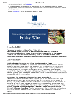 Friday Wire - Colorado League of Charter Schools