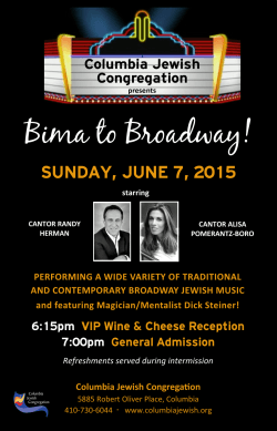 Bima to Broadway! - Columbia Jewish Congregation