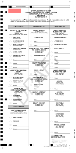 columbia county board of elections official democratic ballot