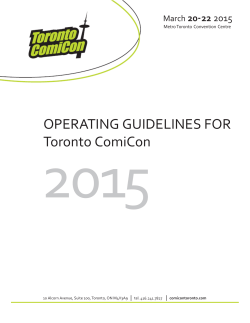 OPERATING GUIDELINES FOR Toronto ComiCon