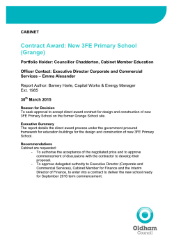 Contract Award: New 3FE Primary School