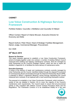 Low Value Construction & Highways Services Framework