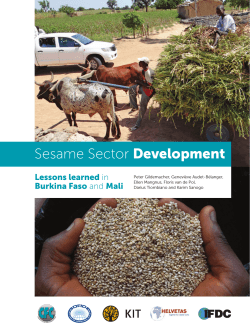 Sesame Sector Development - Common Fund for Commodities