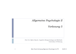 Allgemeine Psychologie II Vorlesung 5