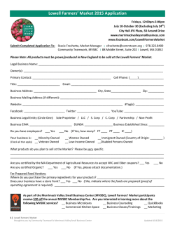 Lowell Farmers` Market 2015 Application