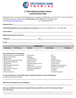 3 SINO FRENCH BUSINESS FORUM REGISTRATION FORM