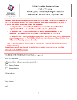 SARA Complaint Resolution Form