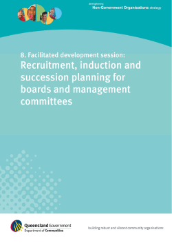 Recruitment, induction, and succession planning for boards and