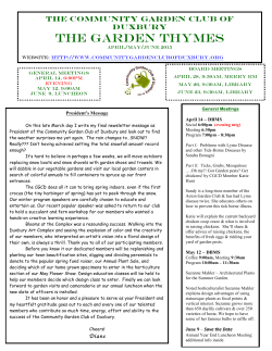 Spring 2015 - Community Garden Club of Duxbury