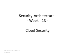 Security Architecture - Week 13 - Cloud Security
