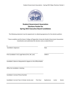 Student Government Association Elections Packet for Spring 2015