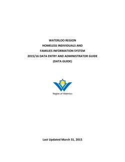 WATERLOO REGION HOMELESS INDIVIDUALS AND FAMILIES