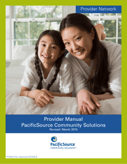 Provider Manual PacificSource Community Solutions