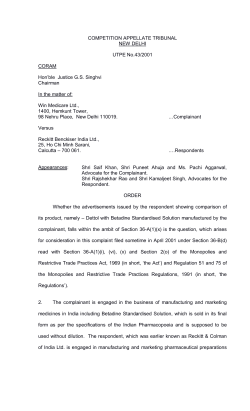 19 th March 2015 - Competition Appellate Tribunal