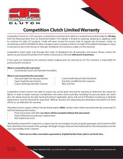 Competition Clutch Limited Warranty