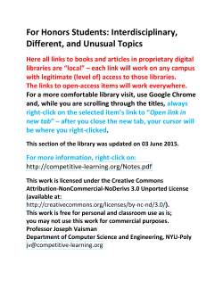 For Honors Students: Interdisciplinary, Different, and Unusual Topics
