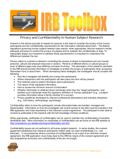 Privacy and Confidentiality in Human Subject Research