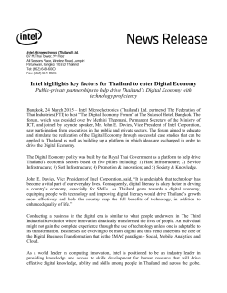 Intel highlights key factors for Thailand to enter Digital Economy