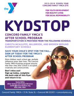 CONCORD FAMILY YMCA`S AFTER SCHOOL PROGRAM