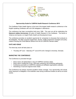 Sponsorship Guide for CARPHA Health Research Conference 2015