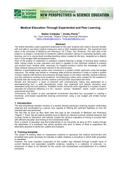 Medical Education Through Experiential and Peer Learning