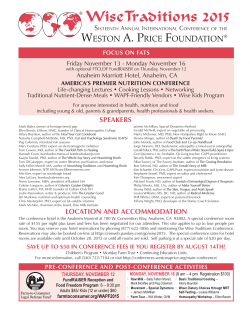 Conference Flyer - Weston A. Price Conferences