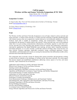 Call for papers Wireless Ad Hoc and Sensor Networks