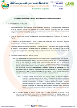 reglamento general premio - XX Congreso Argentino de NutriciÃ³n