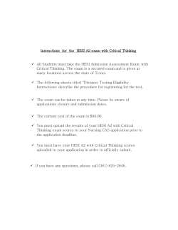 Instructions for the HESI A2 exam with Critical Thinking All Students