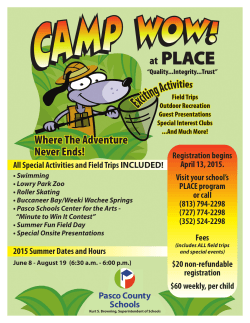 Camp Wow Flyer 2015 - Pasco County Schools