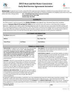 2015 Heat and Hot Water Conversion Early Bird Service Agreement