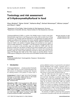 Toxicology and risk assessment of 5Hydroxymethylfurfural in food